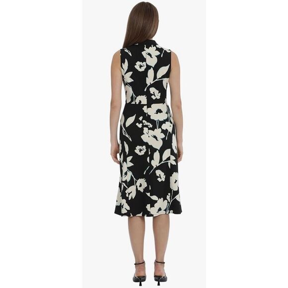 Maggy London Women's High Neck Empire Waist Midi Dress Career Workwear - Picture 2 of 9